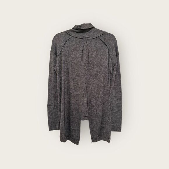 Free People Split Back Turtleneck Exposed Seam Charcoal Gray Size Medium - Picture 3 of 6